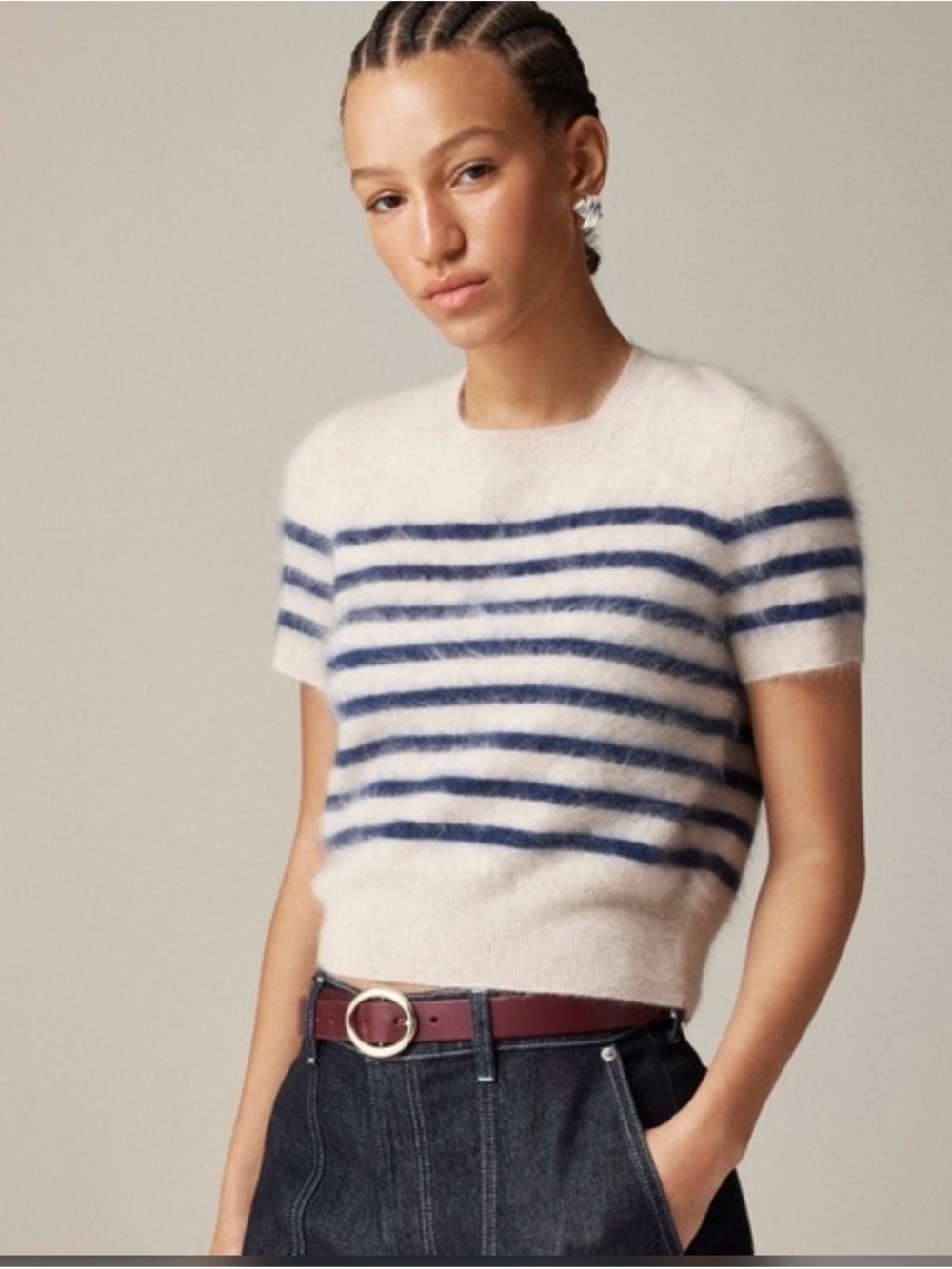 J. Crew Brushed 100% Cashmere Striped Sweater - size Medium